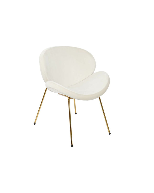 White and gold DKD Home Decor chair with wooden legs, measuring 63x57x73 cm, perfect for stylish home and kitchen spaces.