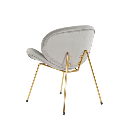 Gouden DKD Home Decor stoel with lichtgrijs upholstery, measuring 62x58x73 cm, modern design for home and kitchen.