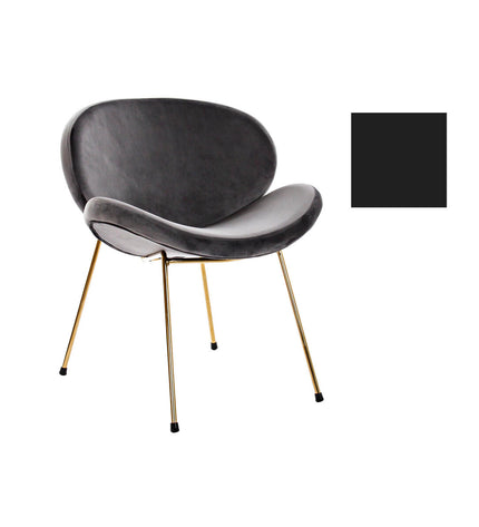 Black and gold DKD Home Decor chair with polyester and metal frame, measuring 62x58x73 cm, suitable for home and dining spaces.