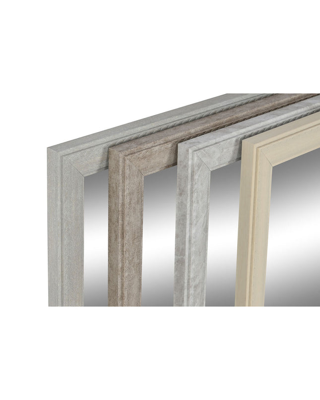 Set of four DKD Home Decor wall mirrors with beige and dark gray frames, measuring 36x2x66 cm, for home decor.