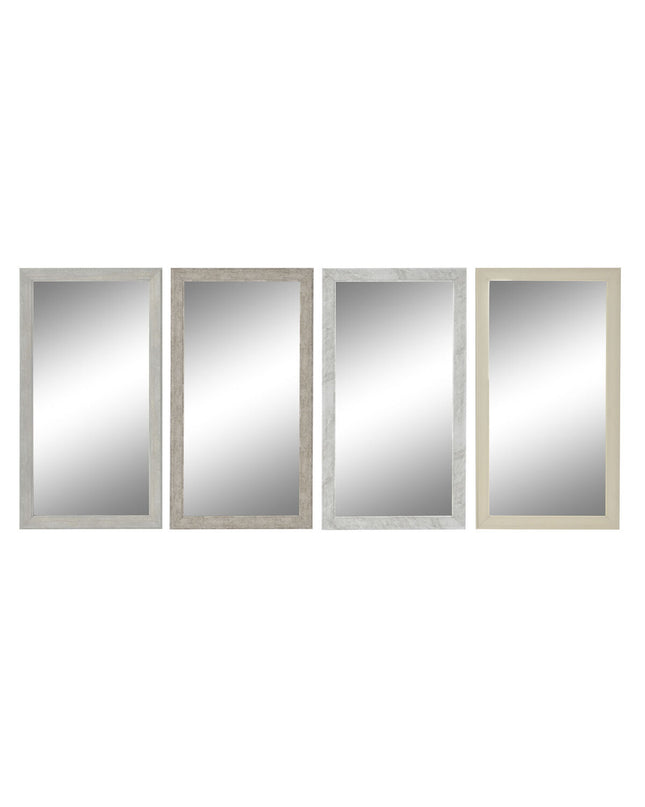 Set of four DKD Home Decor beige and dark gray wall mirrors, 36x2x66 cm, ideal for home decor and interior design.