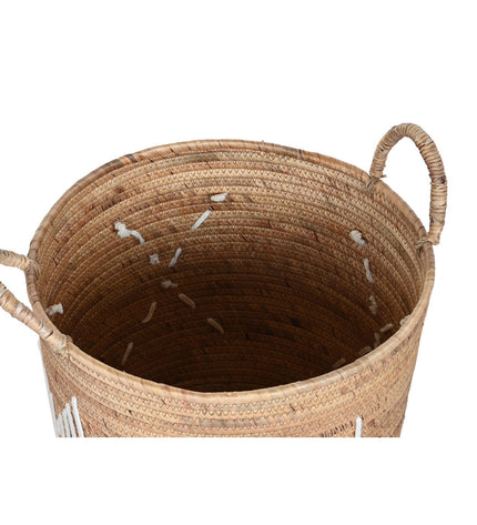 DKD Home Decor basket set with three natural seagrass storage baskets in white and natural tones for home organization.