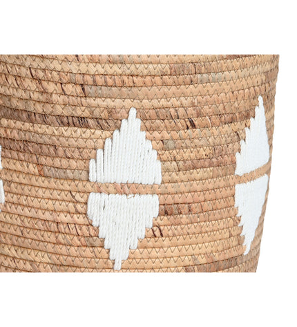 DKD Home Decor wicker basket set with natural jute and sea grass, three storage containers for home organization and decor.