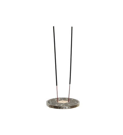 Aluminium incense burner from DKD Home Decor, 10x10x1 cm, designed for essential oils and incense, with a wooden finish.