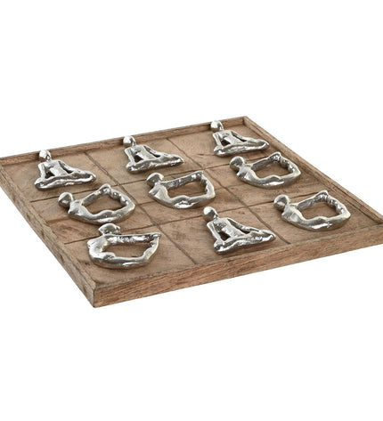 DKD Home Decor drie-op-een-rij spel with wooden pieces, 32x32x3 cm, ideal for fun indoor game activities