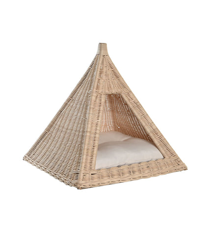 DKD Home Decor natural rotan hondenbed, 45x45x45 cm, cozy pet bed for small dogs or animals with woven rattan design.