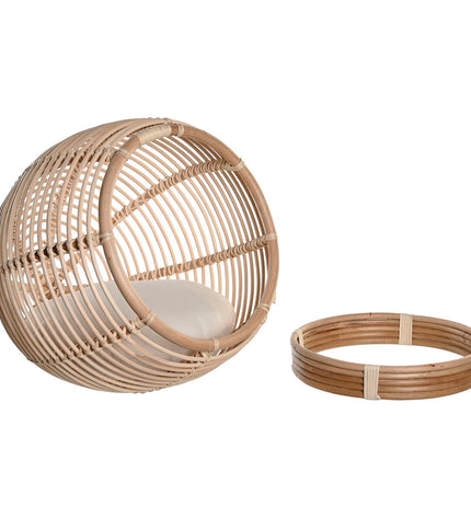 DKD Home Decor hondenbed in natuurlijk rotan, 55x50x55 cm, cozy pet bed for small animals with woven rattan design.