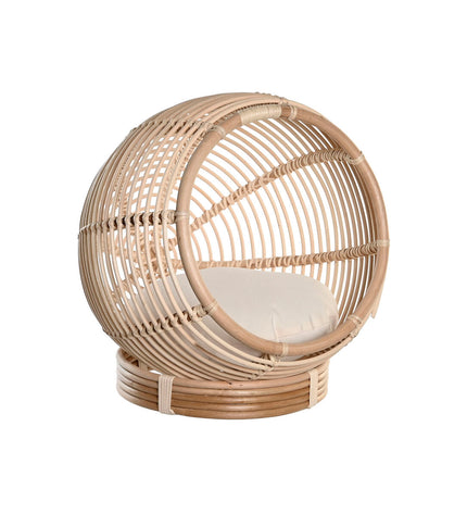DKD Home Decor hondenbed in natuurlijk rotan, 55x50x55 cm, suitable for small pets, with a cozy and stylish design.