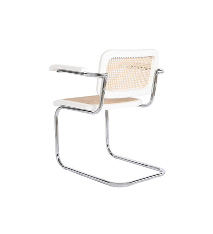 DKD Home Decor armchair with armrests, natural rattan and elm wood, white and silver finish, measures 65.5 x 62 x 79 cm.