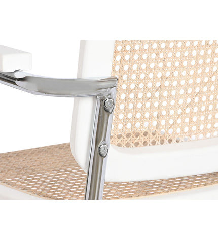 DKD Home Decor armchair with armrests, natural rattan and elm wood, white with silver accents, measuring 65.5 x 62 x 79 cm.