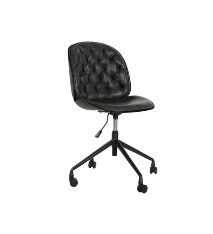 DKD Home Decor black and dark gray chair with wooden legs, measuring 47.5 x 57.5 x 83 cm, suitable for home and kitchen decor.