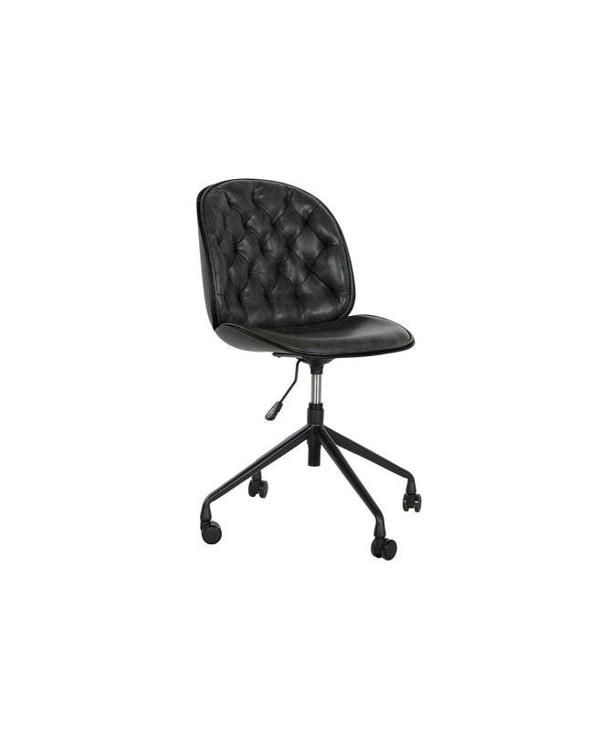 DKD Home Decor black and dark gray chair with wooden legs, measuring 47.5 x 57.5 x 83 cm, suitable for home and kitchen decor.