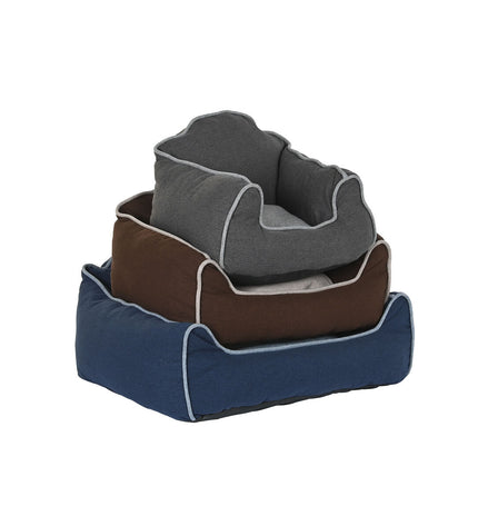 DKD Home Decor hondenbed in blauw, bruin en grijs, 72x61x34 cm, cozy pet bed for small animals with soft fabric.