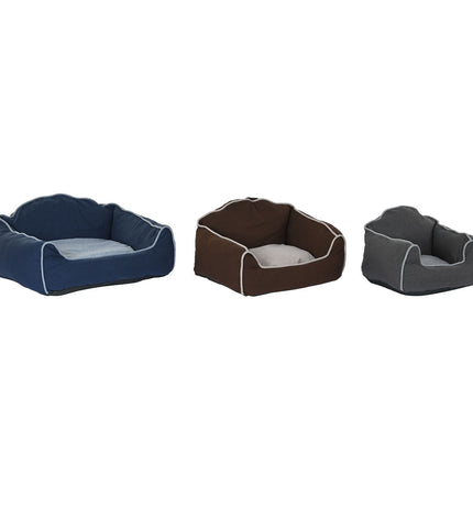 DKD Home Decor hondenbed in blauw, bruin en grijs, 72x61x34 cm, cozy pet bed for small dogs or pets.