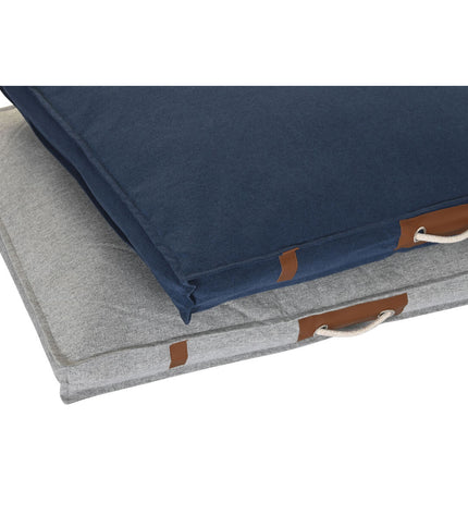 Pair of DKD Home Decor small animal beds in marine blue and light gray, measuring 88 x 68 x 10 cm, suitable for pets.