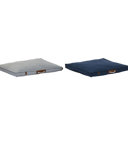 Two DKD Home Decor dog beds in marine blue and light gray, 88x68x10 cm, designed for small pets.