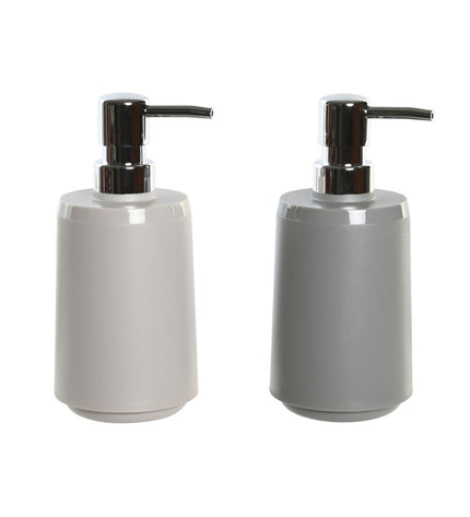 DKD Home Decor beige and gray soap dispenser set made of polyresin, 8x8x18 cm, suitable for bathroom and kitchen use