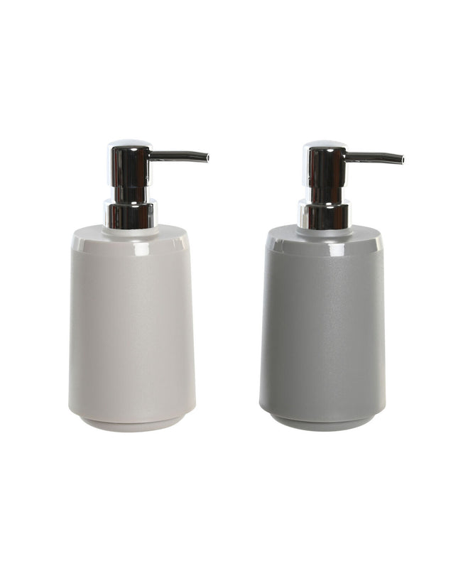 DKD Home Decor beige and gray soap dispenser set made of polyresin, 8x8x18 cm, suitable for bathroom and kitchen use