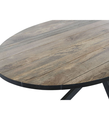 Black dining table by DKD Home Decor with natural mango wood surface, measuring 200x100x76 cm, modern house and kitchen furniture.