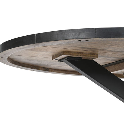 Black DKD Home Decor dining table with natural mango wood top, 200x100x76 cm, in a modern house and kitchen setting.