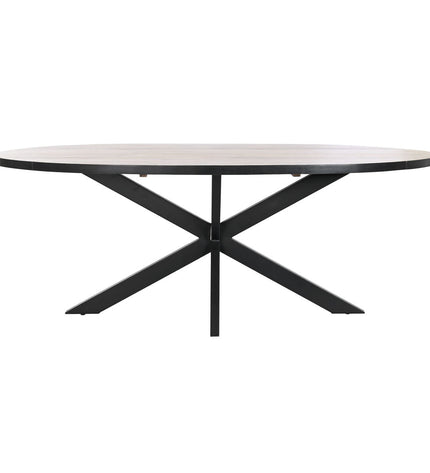 Rectangular black dining table by DKD Home Decor with natural mango wood top and metal legs, size 200x100x76 cm.