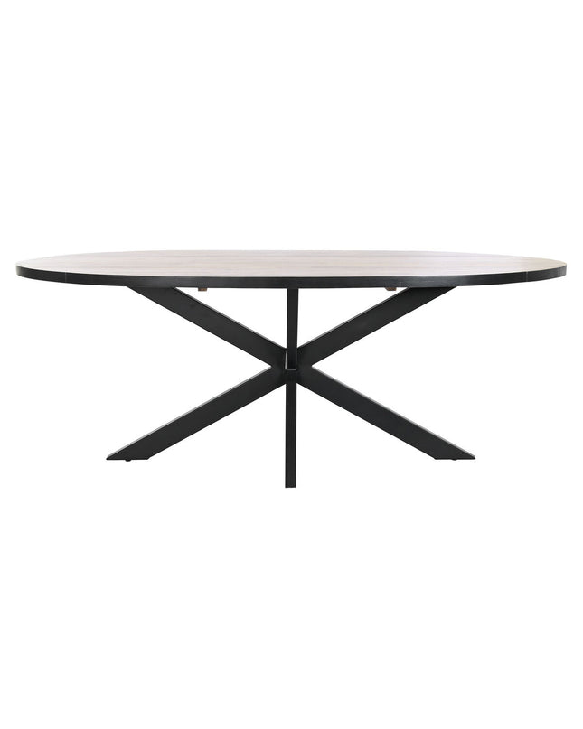 Rectangular black dining table by DKD Home Decor with natural mango wood top and metal legs, size 200x100x76 cm.