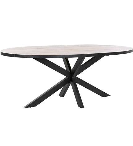 Rectangular black dining table by DKD Home Decor with natural mango wood surface and metal legs, measuring 200x100x76 cm.