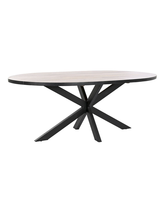 Rectangular black dining table by DKD Home Decor with natural mango wood surface and metal legs, measuring 200x100x76 cm.