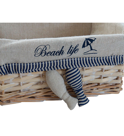 DKD Home Decor basket spelset with spiral design, suitable for bathroom or household storage, measuring 48 x 38 x 13 cm.
