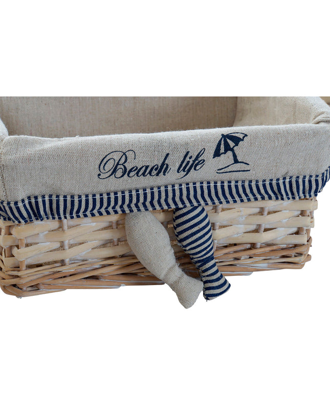 DKD Home Decor basket spelset with spiral design, suitable for bathroom or household storage, measuring 48 x 38 x 13 cm.