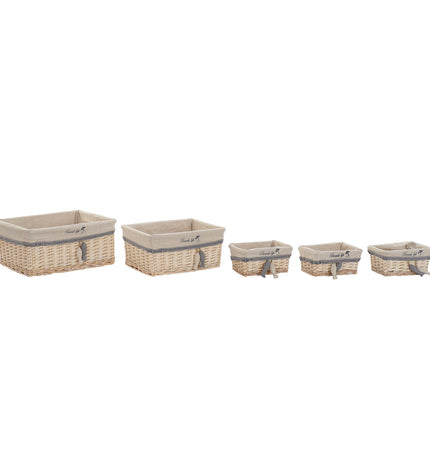 Mediterranean-style DKD Home Decor basket spelset in beige with spiral design, perfect for home, kitchen, or bathroom storage.