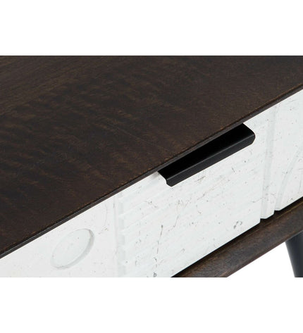Black metal nightstand with white mango wood and wengue accents, 45x38x50 cm, by DKD Home Decor.