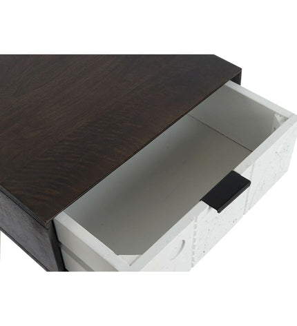 Black metal nightstand with mango wood top, DKD Home Decor, 45x38x50 cm, featuring Wengue finish, suitable for bedroom or living room.