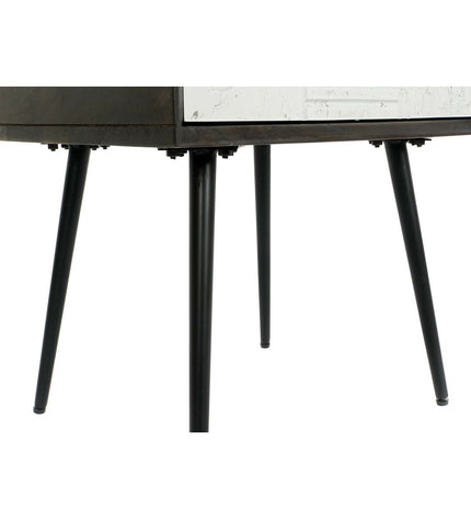 Black metal nightstand with white mango wood top, DKD Home Decor, 45x38x50 cm, modern bedroom furniture