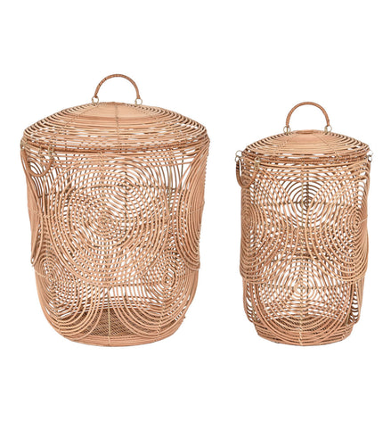 Natural light brown storage baskets set by DKD Home Decor, two woven baskets for home organization and kitchen storage.
