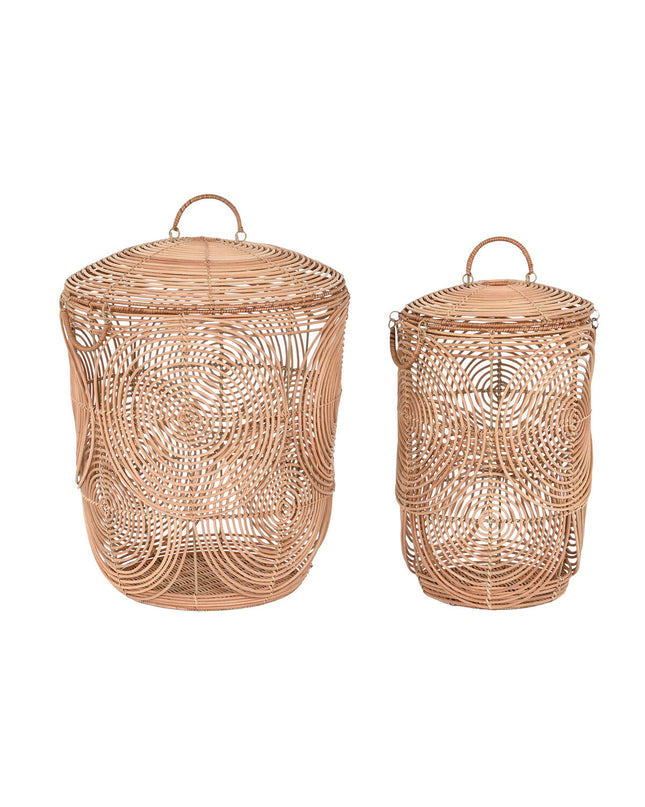 Natural light brown storage baskets set by DKD Home Decor, two woven baskets for home organization and kitchen storage.
