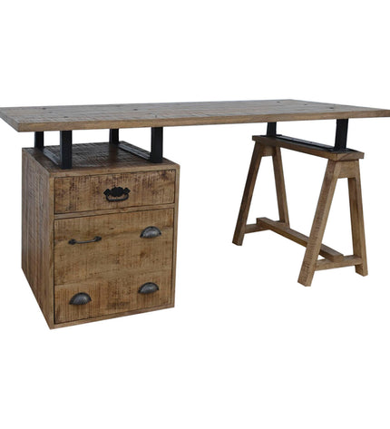 DKD Home Decor metal and mango wood bureau, 160x80x75 cm, modern home furniture with sleek design and sturdy construction.