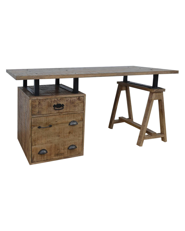 DKD Home Decor metal and mango wood bureau, 160x80x75 cm, modern home furniture with sleek design and sturdy construction.
