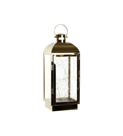 DKD Home Decor golden stainless steel outdoor garden lantern, 15x14x36 cm, decorative outdoor lighting for garden or patio.