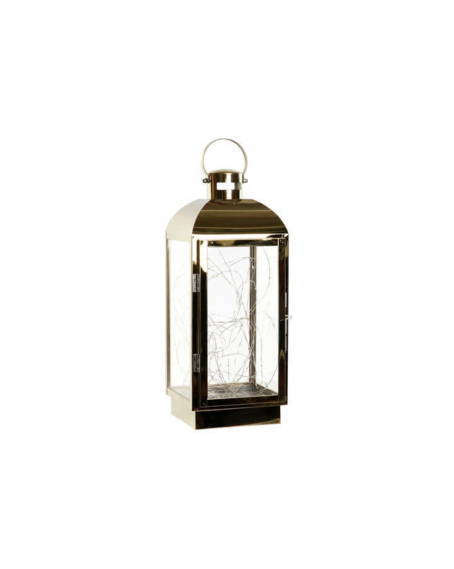 DKD Home Decor golden stainless steel outdoor garden lantern, 15x14x36 cm, decorative outdoor lighting for garden or patio.