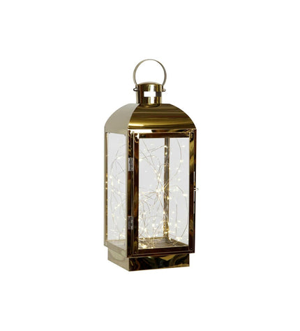 Lykta DKD Home Decor outdoor garden lantern in gold stainless steel, 15 x 14 x 36 cm, suitable for outdoor decoration.