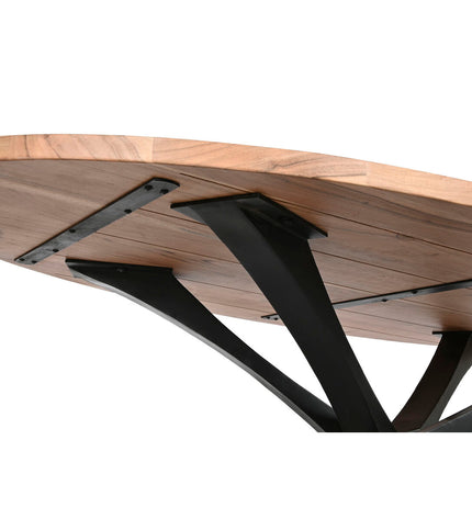 DKD Home Decor metal acacia dining table, 200x110x76 cm, with a modern rectangular design and natural wooden finish.