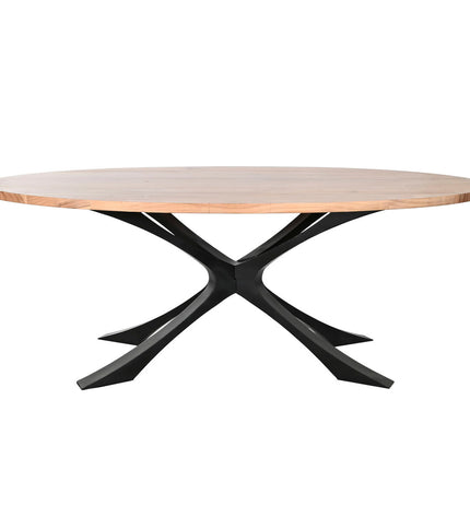 DKD Home Decor metal acacia dining table with 200x110x76 cm dimensions, featuring a sturdy tabletop and sleek metal legs.