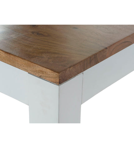 DKD Home Decor dining table in white and brown acacia mango wood, 200x100x80 cm, modern house and kitchen furniture