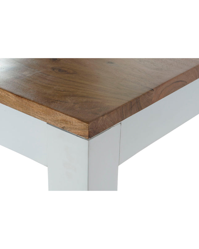 DKD Home Decor dining table in white and brown acacia mango wood, 200x100x80 cm, modern house and kitchen furniture