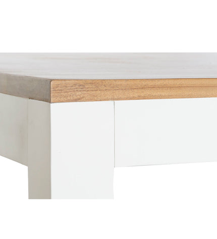 DKD Home Decor dining table with white and brown acacia mango wood surface, 200x100x80 cm, in a modern kitchen setting.