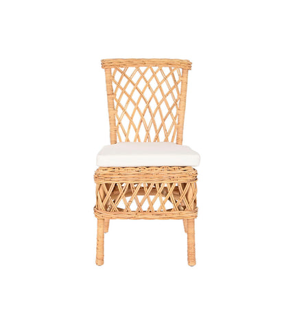 DKD Home Decor white wooden dining chair in natural finish, 45x55x85 cm, showing a stylish, comfortable home furniture piece.