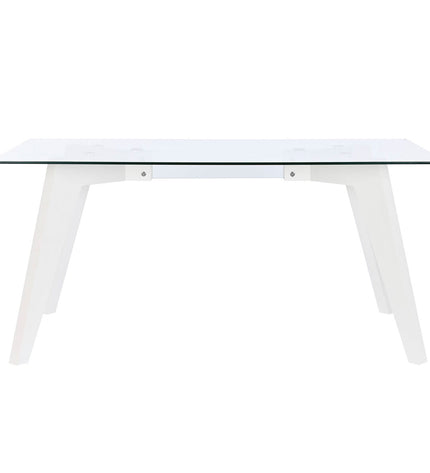 Rectangular dining table by DKD Home Decor with transparent glass top and wooden MDF legs, measures 160x90x75 cm.