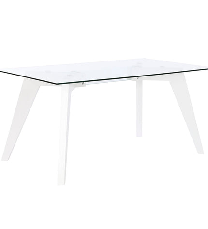 DKD Home Decor dining table with transparent crystal and wood MDF, 160 x 90 x 75 cm, modern furniture for home and kitchen.