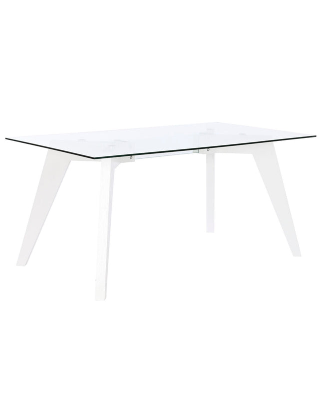 DKD Home Decor dining table with transparent crystal and wood MDF, 160 x 90 x 75 cm, modern furniture for home and kitchen.